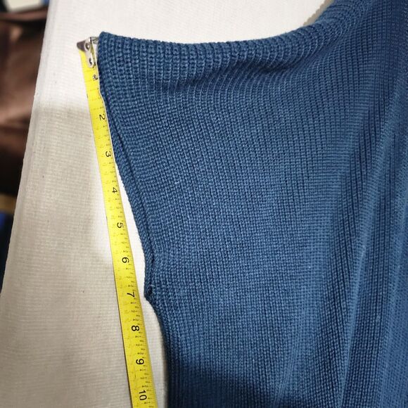 Cabi Flex Poncho Sweater Teal Size M/L Knit Pockets Batwings Oversized Stretchy - Picture 7 of 9